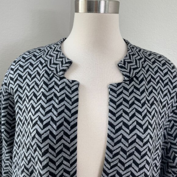 Tahari Womens Plus 2X Chevron Open Front Cardigan Jacket Pockets Coatigan - Picture 2 of 11